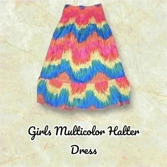 Girls Multicolor Halter Dress - Picture 1 of 2